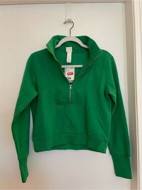 H&M Bright Green Half-Zip Turtleneck Sweater